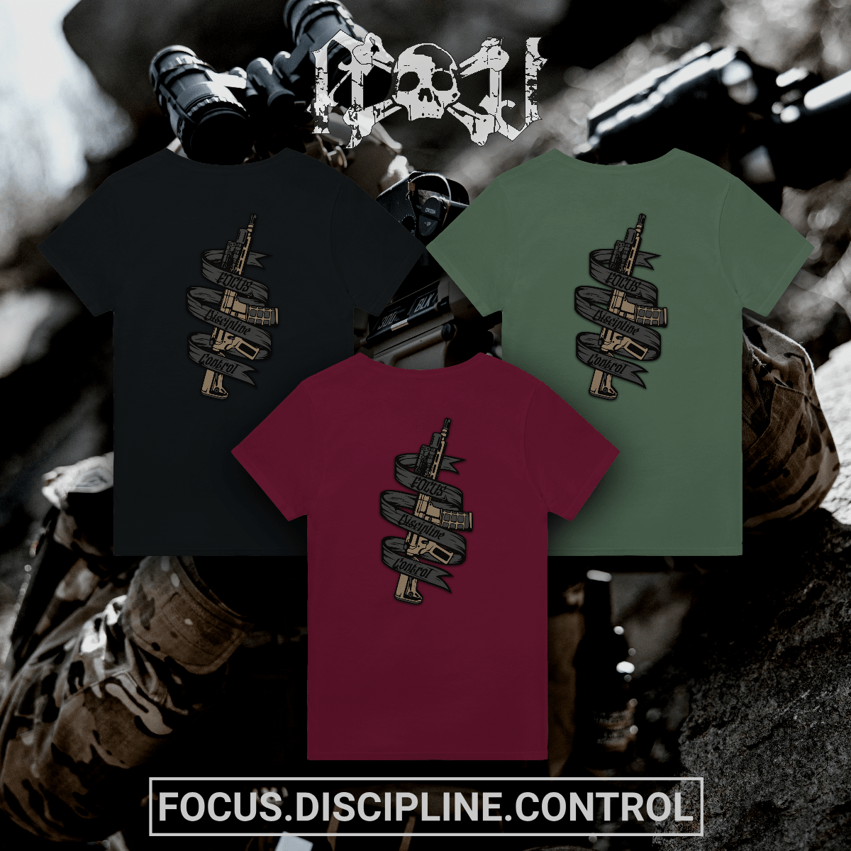 "FOCUS • DISCIPLINE • CONTROL" T-Shirt - ActofValor