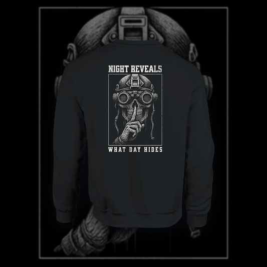 "Night Reveals What Day Hides" Crewneck - ActofValor