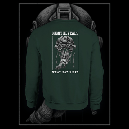 "Night Reveals What Day Hides" Crewneck - ActofValor